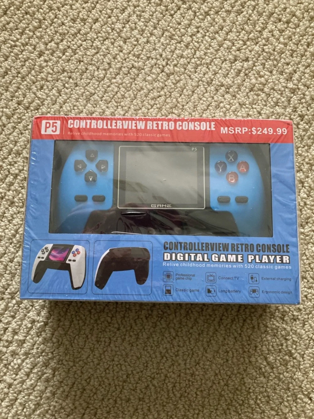 P5 Gaming Controller Retro Console Handheld Digital Game Player Blue NIB